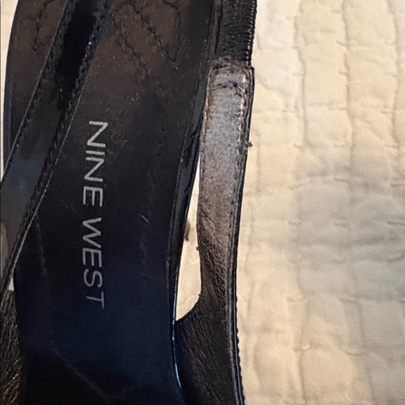 Nine West Black Patent Leather Slingback Heels - Picture 2 of 4